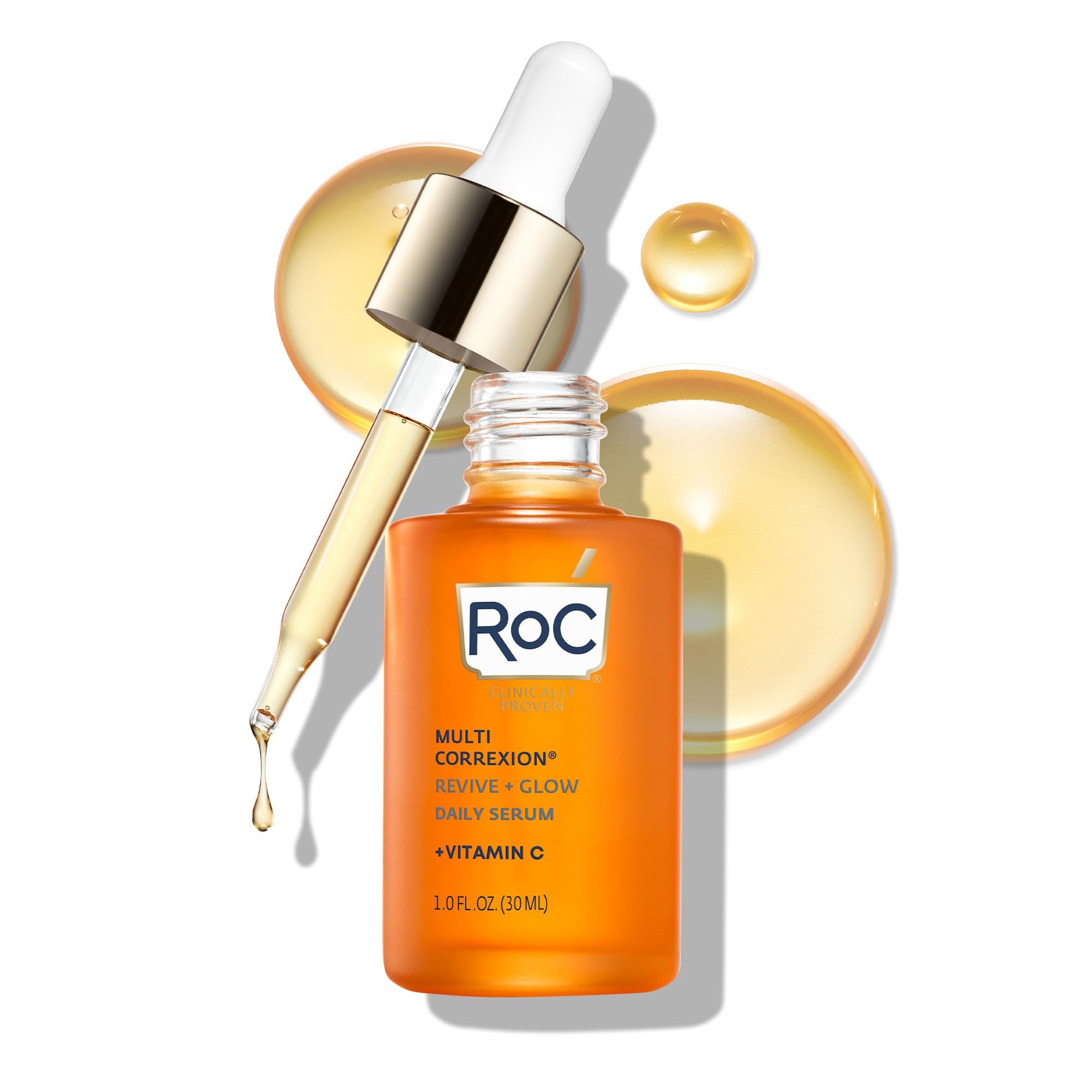 RoC Multi Correxion Revive + Glow Vitamin C Serum, Daily Anti-Aging Wrinkle and Skin Tone Skin Care Treatment, 1 Fluid Ounce